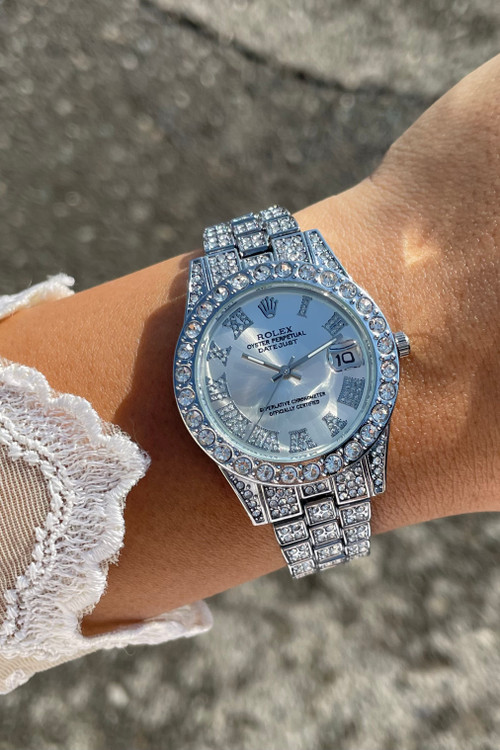 ساعت مچی زنانه رولکس مدل فول نگین