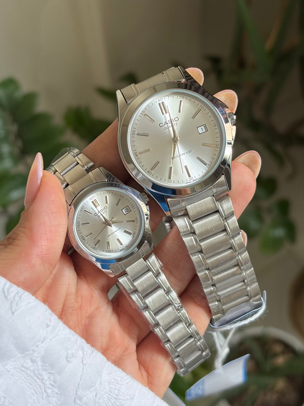 ساعت ست کاسیو خطی بند سیلور